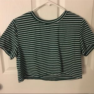 Green and white crop top